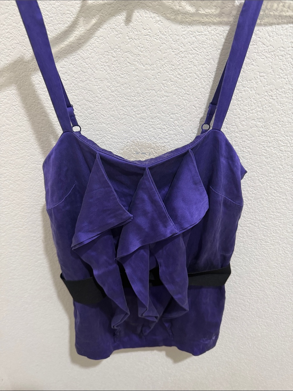 Guess by Marciano Purple Ruffle Camisole with Black Waistband